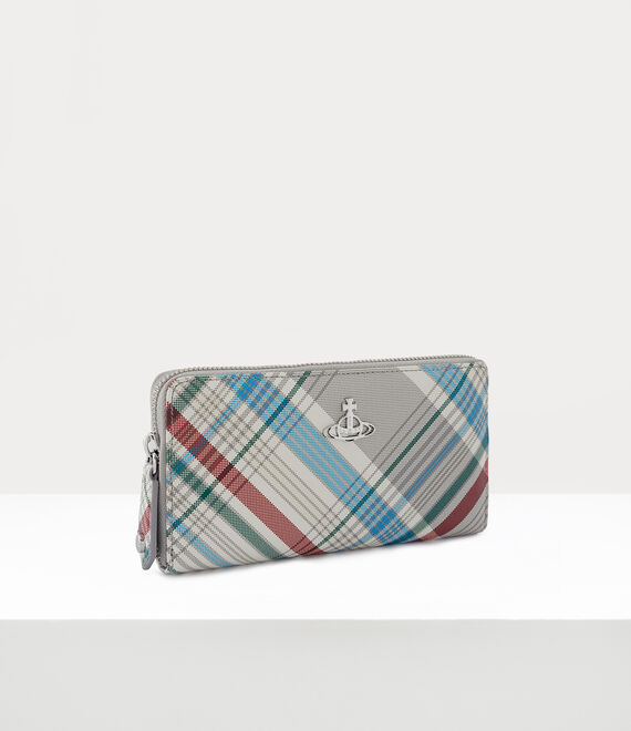 Vivienne Westwood Saffiano Print Classic Zip Round Wallet in madras check